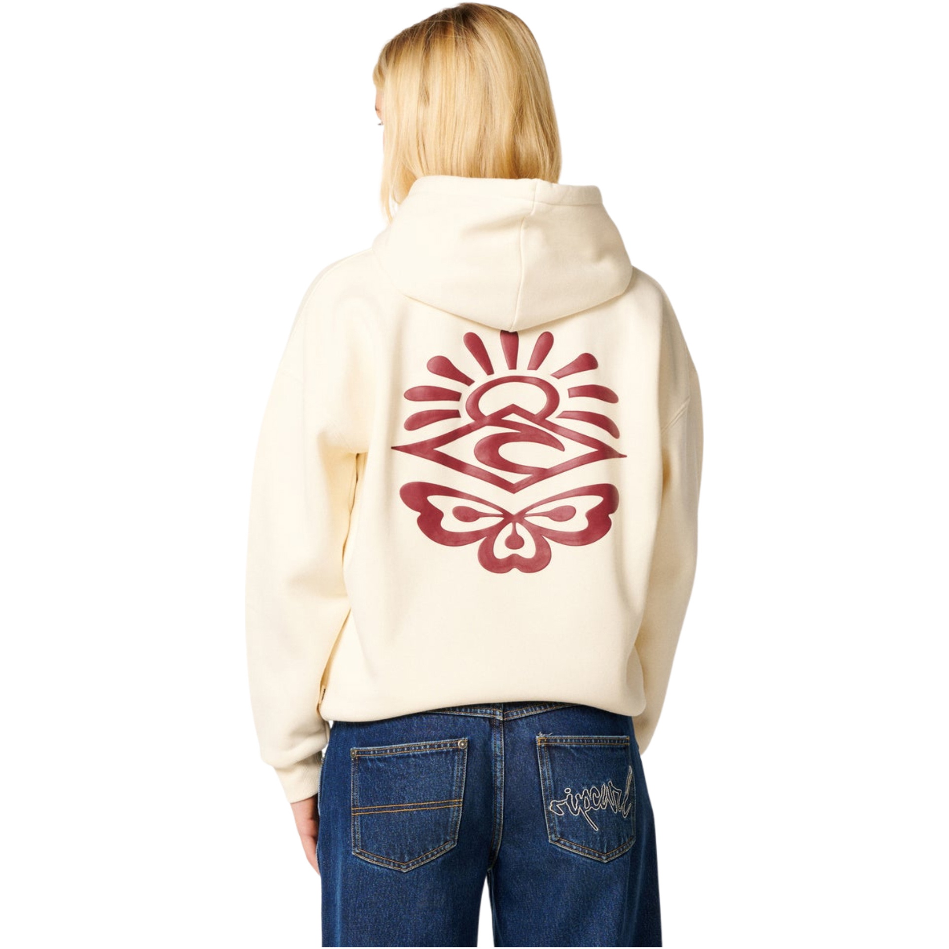 2026 Rip Curl Mulher Ícones Do Patrimônio Do Surf Heritage Hoodie 06NWFL - Bone / Dark Plum